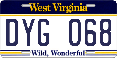 WV license plate DYG068