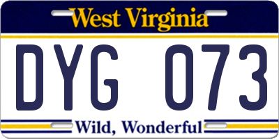 WV license plate DYG073