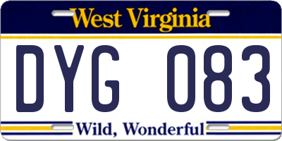 WV license plate DYG083