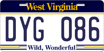 WV license plate DYG086