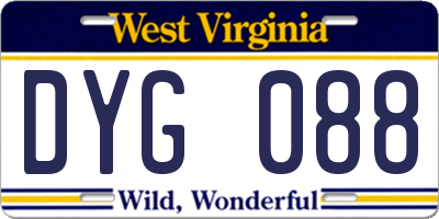 WV license plate DYG088