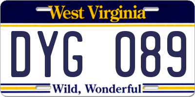 WV license plate DYG089
