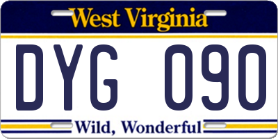 WV license plate DYG090