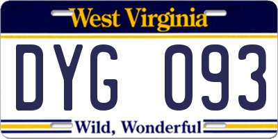 WV license plate DYG093