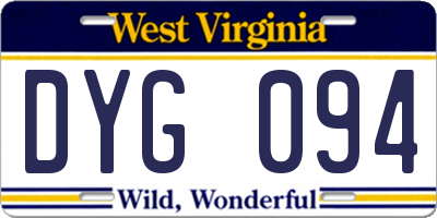 WV license plate DYG094