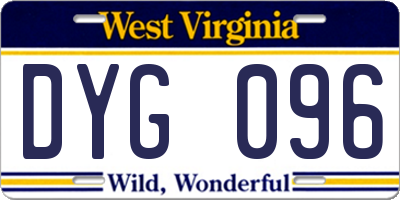 WV license plate DYG096
