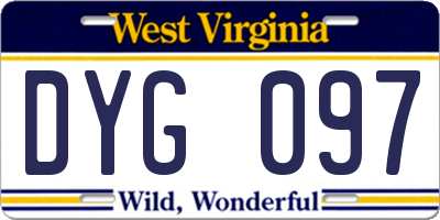 WV license plate DYG097