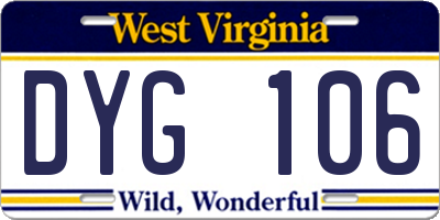 WV license plate DYG106