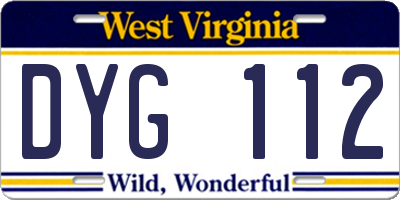WV license plate DYG112