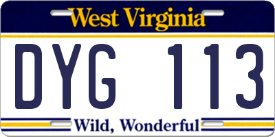 WV license plate DYG113