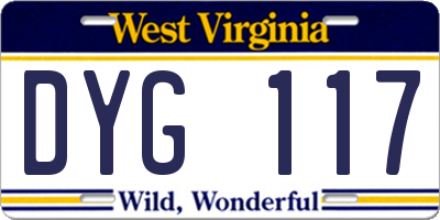WV license plate DYG117