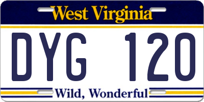 WV license plate DYG120