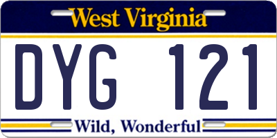 WV license plate DYG121