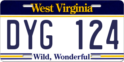 WV license plate DYG124