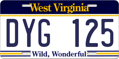 WV license plate DYG125