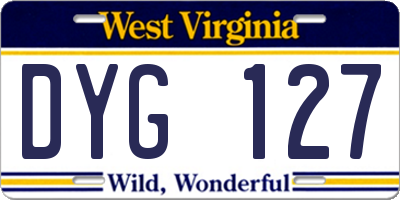 WV license plate DYG127