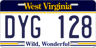 WV license plate DYG128