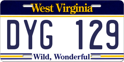 WV license plate DYG129