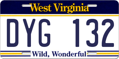 WV license plate DYG132