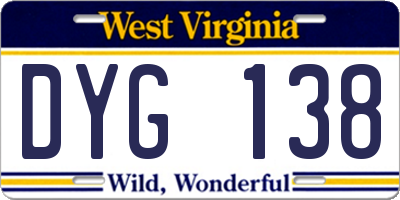 WV license plate DYG138