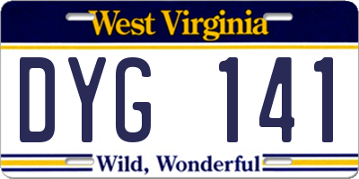 WV license plate DYG141