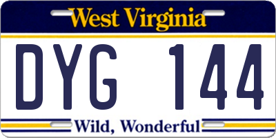 WV license plate DYG144
