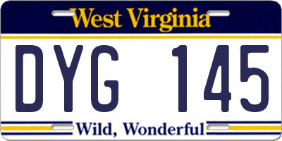 WV license plate DYG145