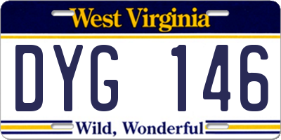 WV license plate DYG146