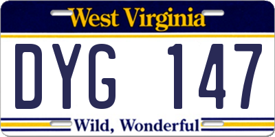 WV license plate DYG147