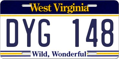 WV license plate DYG148
