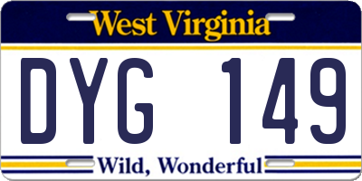 WV license plate DYG149