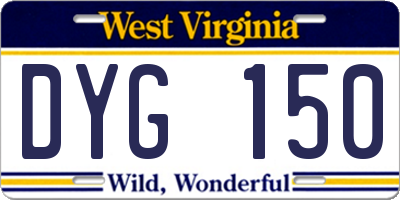 WV license plate DYG150