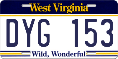 WV license plate DYG153