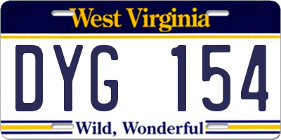 WV license plate DYG154