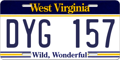 WV license plate DYG157