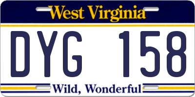 WV license plate DYG158