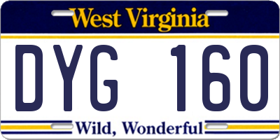 WV license plate DYG160