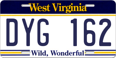 WV license plate DYG162