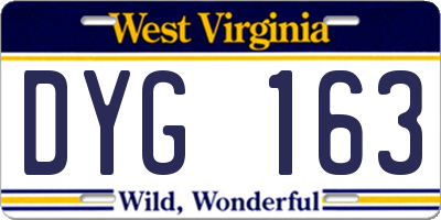 WV license plate DYG163
