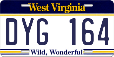WV license plate DYG164