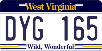 WV license plate DYG165