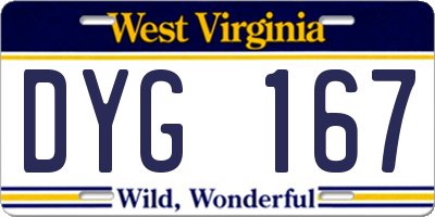 WV license plate DYG167