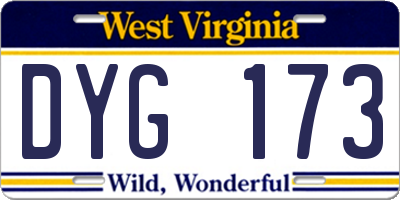 WV license plate DYG173