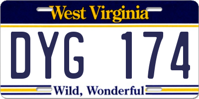 WV license plate DYG174