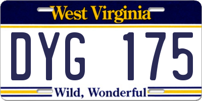 WV license plate DYG175