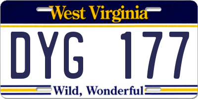WV license plate DYG177