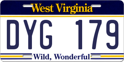 WV license plate DYG179