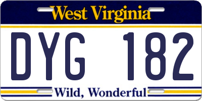 WV license plate DYG182