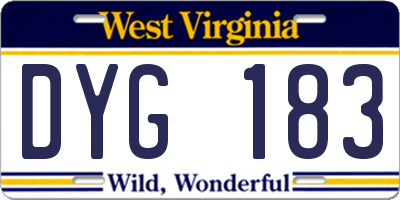 WV license plate DYG183