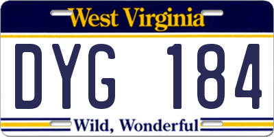 WV license plate DYG184